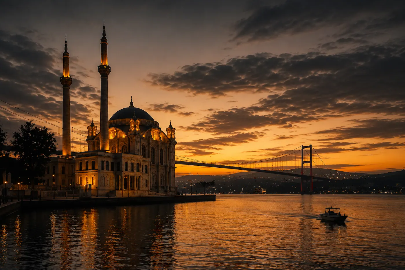 The Bosphorus at dusk, representing invisible operational precision